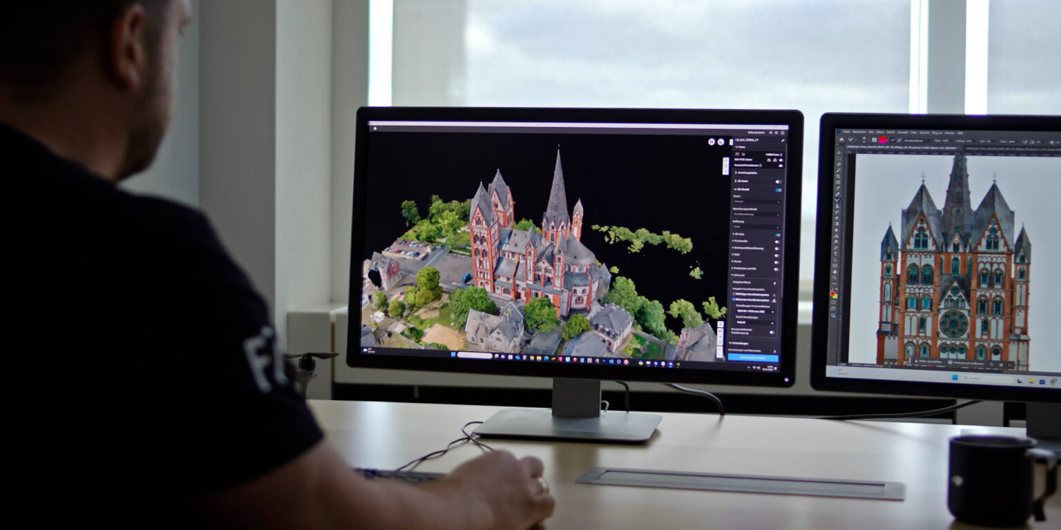 A reconstructed 3D model in a professional processing workflow; software and workstation sold separately.
