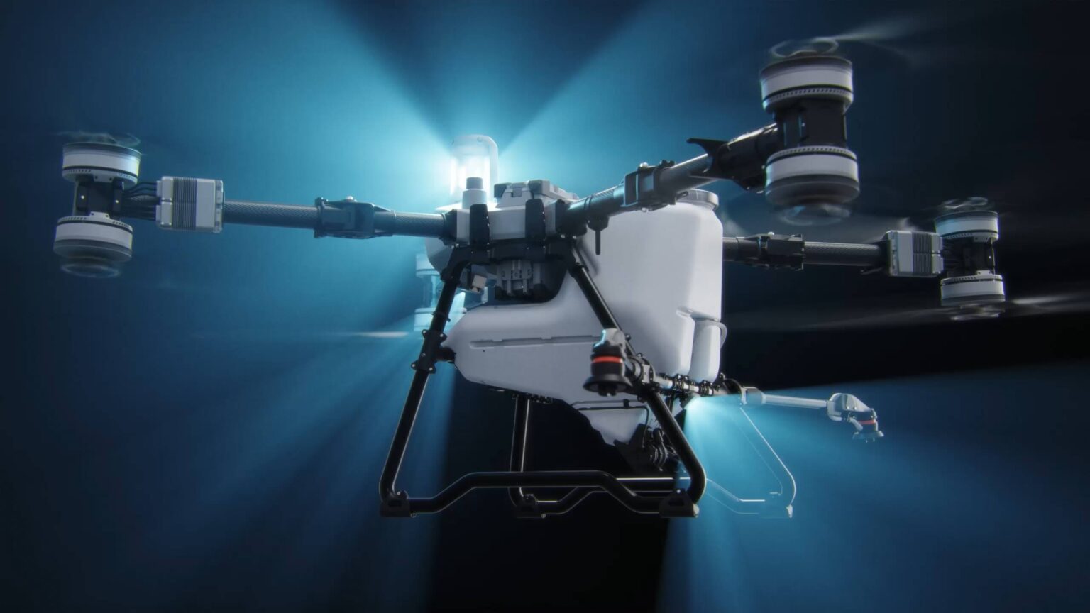 Official DJI visual of the T100 sensing system; illustration of sensing capability, not a guarantee of obstacle detection.